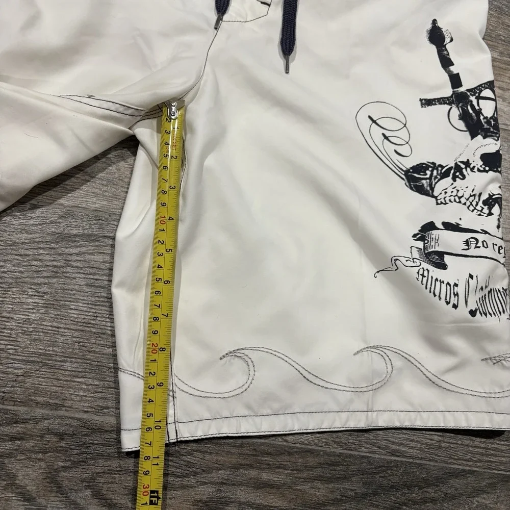 Micros Y2K Men's Board Shorts Swim White Black Sz 33